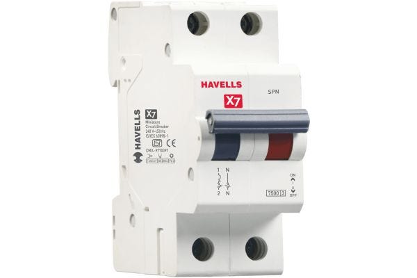 Havells X7 MCB SPN 6A C Curve Single Pole Neutral DHMYCSNM006 | Industrial & Commercial Circuit Protection