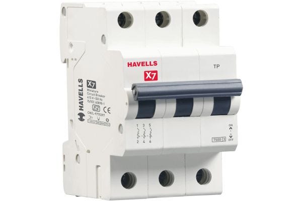 Havells X7 MCB TP 6A C Curve Triple Pole DHMYCTPM006 | Industrial & Commercial Circuit Protection
