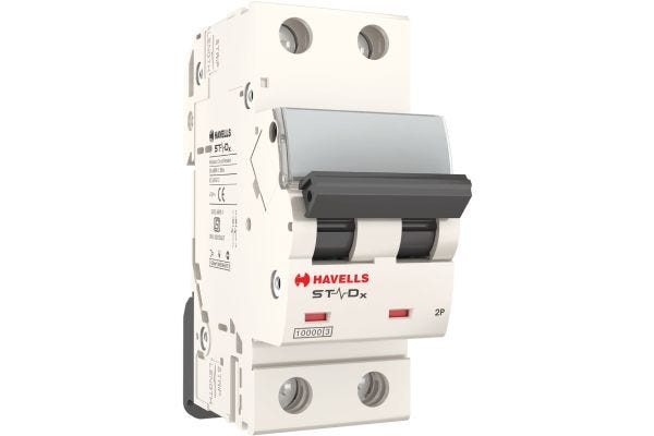 Havells DP C Curve MCB 6A Double Pole DHMZCDPF006 | Motor & Inductive Load Circuit Protection