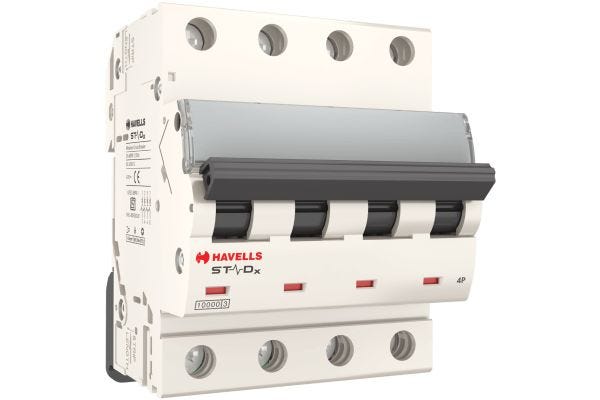 Havells FP C Curve MCB 6A Four Pole DHMZCFPF006 | Motor & Inductive Load Circuit Protection