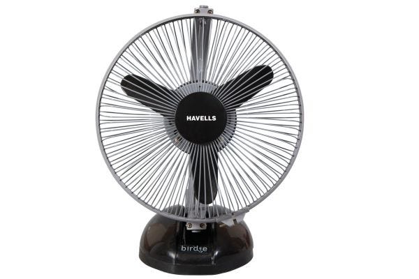 Havells Birdie Personal Fan 230mm Copper Motor Compact Desk Fan Black Grey