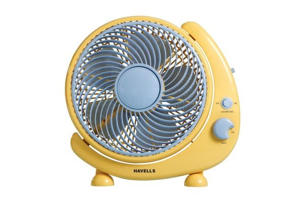 Havells Crescent Personal Fan 250mm Copper Motor 40W Yellow