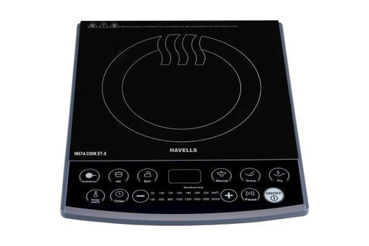 Havells Insta Cook ET-X Induction Cooktop GHCICAXK190 1900W | 8 Preset Cooking Options with 3 Hour Timer