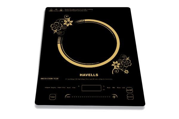 Havells Insta Cook TC20 Induction Cooktop GHCICDRK120 2000W | 9 Cooking Menus with Copper Coil