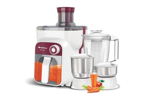 Havells Stilus XL Juicer Mixer Grinder GHFJMCZH050-c 500W 4 Jar | Wider Feeding Tube with Stainless Steel Sieve