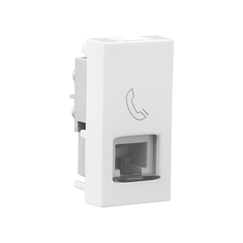 Legrand Allzy RJ11 Telephone Socket with Shutter 1Module White - 681130