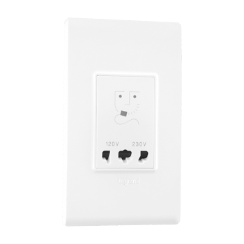 Legrand Allzy Shaver Socket with Plate 120/230V AC 4Module White - 681155