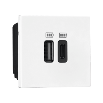 Legrand Allzy USB Charger 3100mA Type-A & Type-C 2Module White - 681170