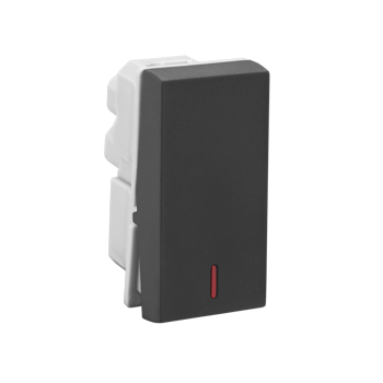 Legrand Allzy Switch Matt Black 6A 1Way with Indicator 1Module - 681202