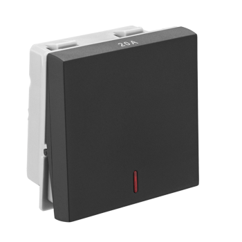 Legrand Allzy SP Switch Matt Black 20A 1Way with Indicator 2Module - 681213