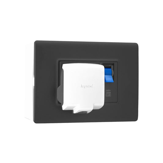 Legrand Allzy Power Unit Matt Black with 20A MCB & 16A Plug 3Module - 681227