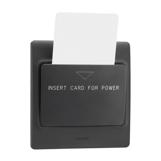 Legrand Allzy Key Card 16A Switch with Card Matt Black 230V 2Module - 681247