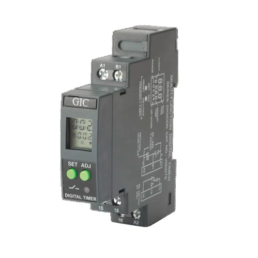 Lauritz Knudsen (Formerly L&T Switchgear Business) Digicon Digital Timer 0.1 Sec–999 Hr 24–240V AC/DC 2 NO 18 Functions – Cat No. V0DDTD1