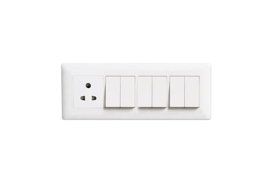 Havells Athena 8M Horizontal Cover Plate Pure White | Modular Cover Frame with Glossy Finish