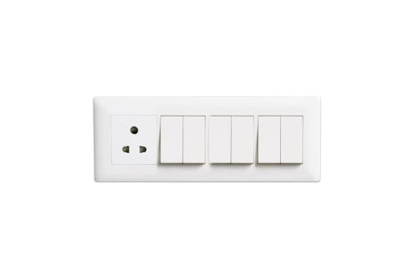 Havells Athena 8M Horizontal Cover Plate Pure White | Modular Cover Frame with Glossy Finish