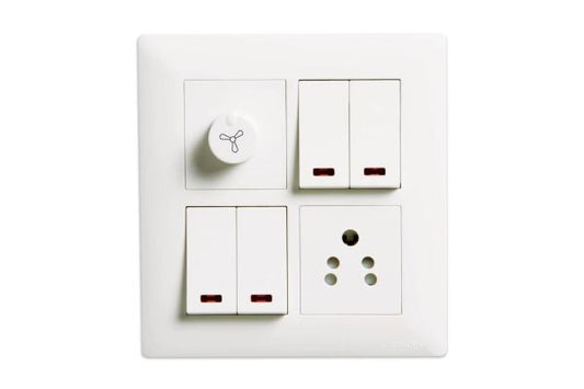 Havells Athena 8M Square Cover Plate Pure White | Modular Cover Frame with Glossy Finish