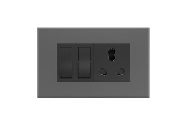 Havells Magnus 4M Combined Plate Matt Grey | Slim Modular Cover Frame with Ratchet Locking