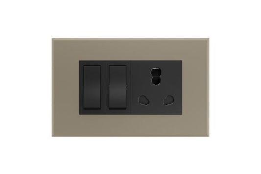 Havells Magnus 4M Combined Plate Matt Gold | Slim Modular Cover Frame with Ratchet Locking