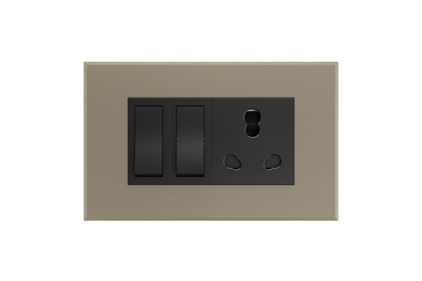Havells Magnus 4M Combined Plate Matt Gold | Slim Modular Cover Frame with Ratchet Locking