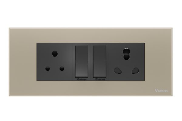 Havells Magnus 6M Combined Plate Matt Gold | Slim Modular Cover Frame with Ratchet Locking
