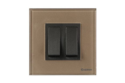 Havells Magnus ACR 2M Combined Plate Glossy Brown | Slim Modular Cover Frame with Ratchet Locking