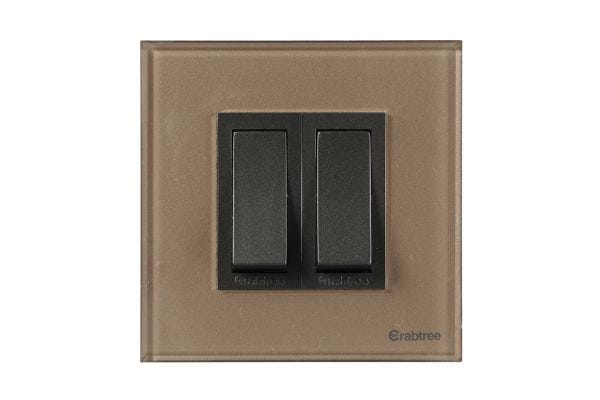 Havells Magnus ACR 2M Combined Plate Glossy Brown | Slim Modular Cover Frame with Ratchet Locking