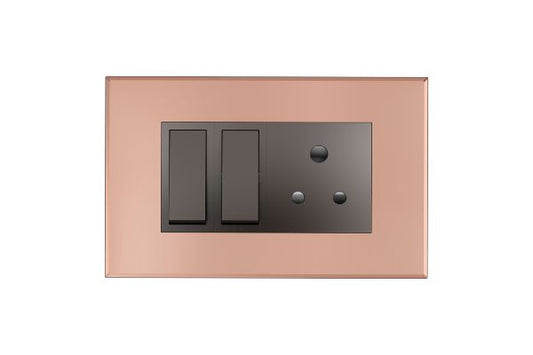 Havells Magnus ACR 4M Combined Plate Glossy Brown | Slim Modular Cover Frame with Ratchet Locking