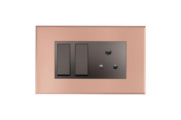 Havells Magnus ACR 4M Combined Plate Glossy Brown | Slim Modular Cover Frame with Ratchet Locking