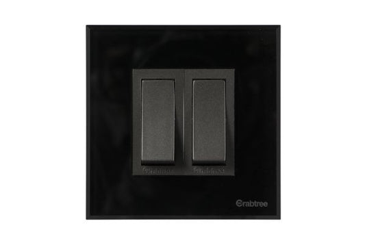 Havells Magnus ACR 2M Combined Plate Glossy Black | Slim Modular Cover Frame with Ratchet Locking
