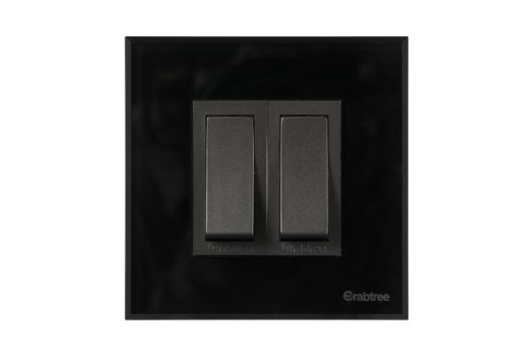 Havells Magnus ACR 2M Combined Plate Glossy Black | Slim Modular Cover Frame with Ratchet Locking