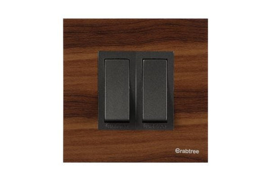 Havells Magnus Acrylic 2M Combined Plate Walnut Wood | Slim Modular Cover Frame with Ratchet Locking