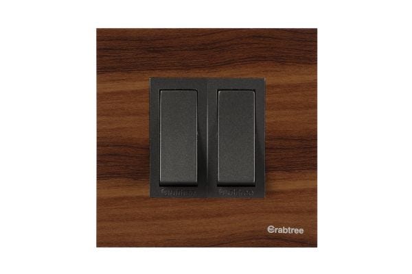 Havells Magnus Acrylic 2M Combined Plate Walnut Wood | Slim Modular Cover Frame with Ratchet Locking