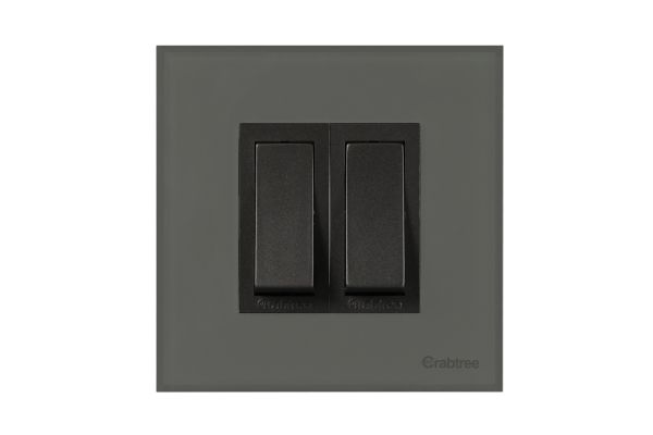 Havells Magnus ACR 2M Combined Plate Steel Grey | Slim Modular Cover Frame with Ratchet Locking