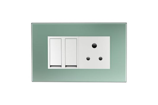 Havells Magnus ACR 4M Combined Plate Sea Green | Slim Modular Cover Frame with Ratchet Locking