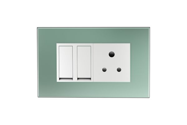 Havells Magnus ACR 4M Combined Plate Sea Green | Slim Modular Cover Frame with Ratchet Locking