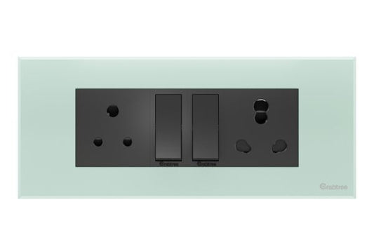 Havells Magnus 6M Combined Plate ACR Sea Green | Slim Modular Cover Frame with Ratchet Locking