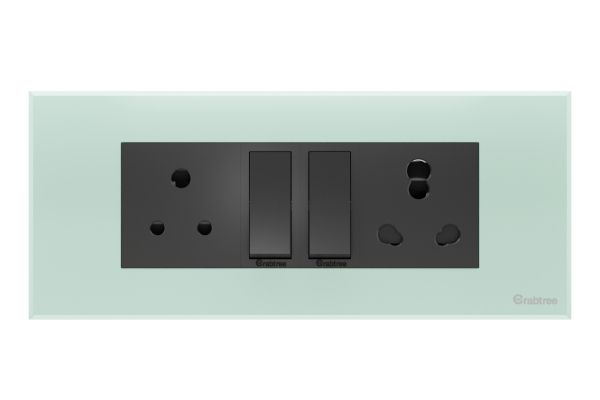 Havells Magnus 6M Combined Plate ACR Sea Green | Slim Modular Cover Frame with Ratchet Locking