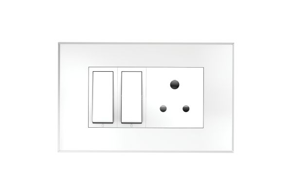 Havells Magnus ACR 4M Combined Plate Glossy White | Slim Modular Cover Frame with Ratchet Locking