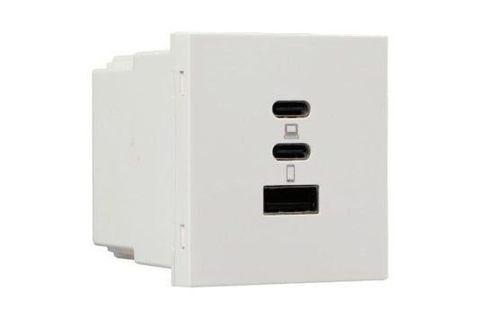 Havells Apogee 65W GaN USB Charging Socket 2C1A ACPKGCW002 | Ultra Fast Modular Charger