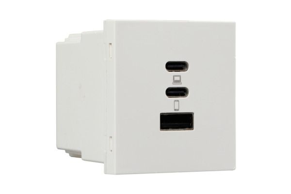 Havells Apogee 65W GaN USB Charging Socket 2C1A ACPKGCW002 | Ultra Fast Modular Charger