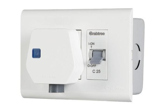 Havells 3 Module Combined Box ACVCKSW031 | Single Pole MCB with 6A/16A Heavy Duty Socket