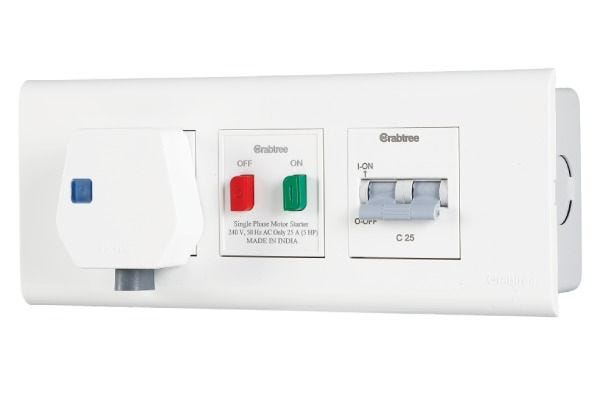 Havells 6 Module Combined Box ACVCKSW062 | DP MCB with 6A/16A Socket & Motor Starter
