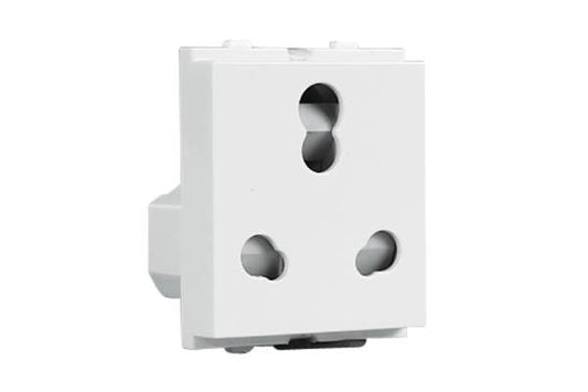 Havells 6A-16A 3 Pin Combined Shuttered Socket Pure White | Modular Safety Socket with Glossy Finish