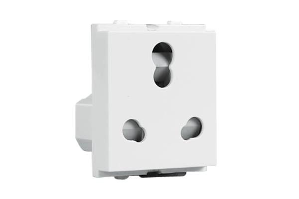 Havells 6A-16A 3 Pin Combined Shuttered Socket Pure White | Modular Safety Socket with Glossy Finish