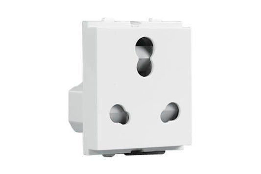 Havells Verona 6A-16A Heavy Duty Shuttered Socket Pure White | Modular Safety Socket with Glossy Finish