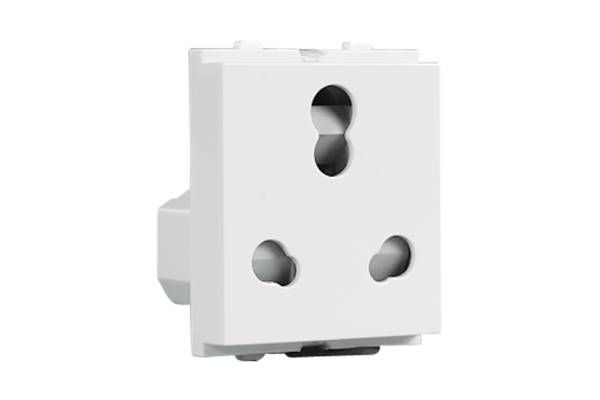 Havells Verona 6A-16A Heavy Duty Shuttered Socket Pure White | Modular Safety Socket with Glossy Finish