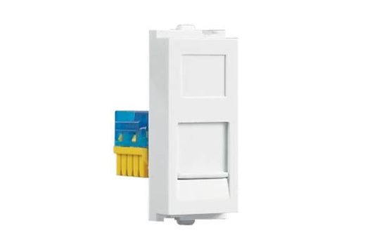 Havells Verona RJ45 Cat 6 Jack ACVKJWW451 | Pure White Data Module with Glossy Finish