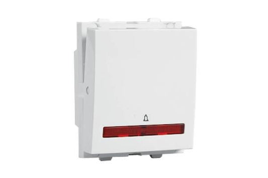 Havells Verona 10A Mega Bell Push Switch with Indicator ACVMBIW101 | 240V Modular Switch with Brass Terminals