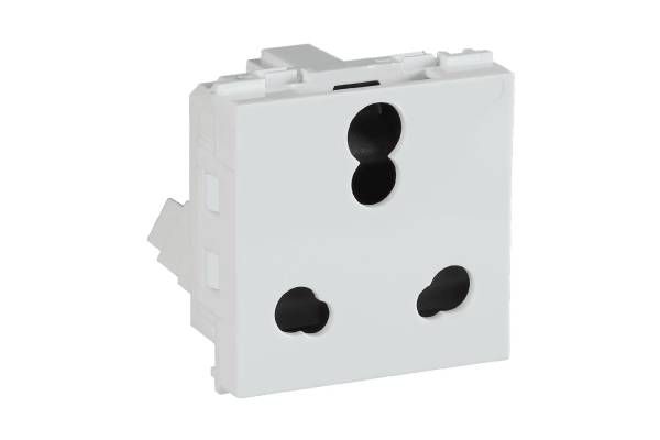Havells Signia 6A/16A 3 Pin Shuttered Socket ACWKCXW163 | Safe Modular Socket for Home & Office Use