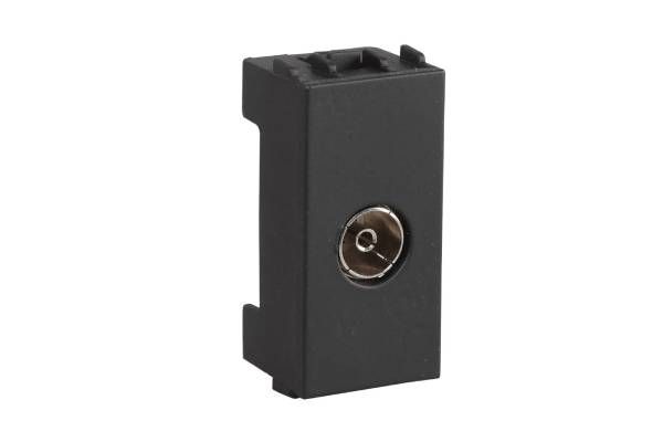 Havells Fabio TV Socket Matt Black | Modular TV Socket with Dust-Free Glossy Finish